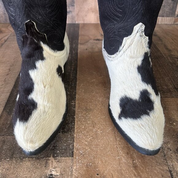 Code West By Dan Post Vintage Hair On Hide Cowboy Boots Mens 8.5 M - Picture 12 of 12